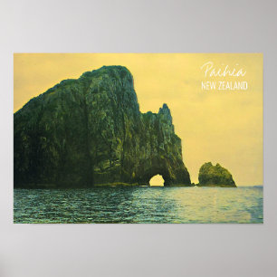 Póster Agujero de Nueva Zelanda en la roca