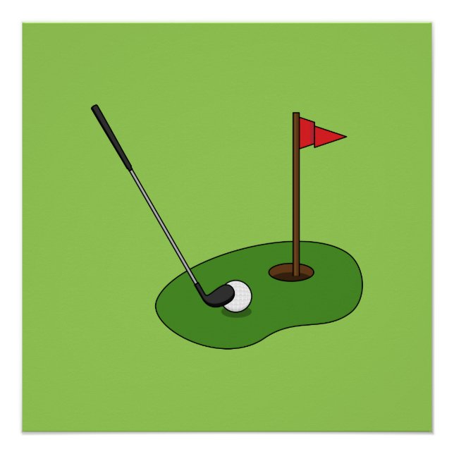Póster Agujero del campo de golf con bandera (Anverso)