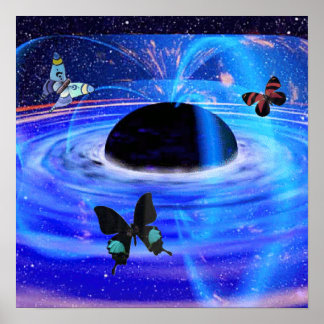 Póster Agujero negro y mariposas