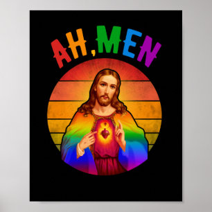 Póster Ah Hombres LGBT Orgullo gay Jesús Arcoiris Cristi