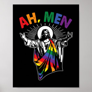Póster Ah Men Funny Orgullo Gay LGBT Jesús Bandera Arcoir