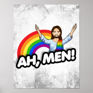 Póster Ah Men - Jesús arcoiris