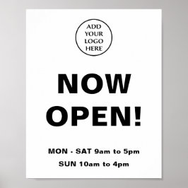 Póster Ahora abra aquí el logotipo de la empresa Horas de