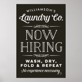 Póster Ahora contratando papel de lavandería personalizad