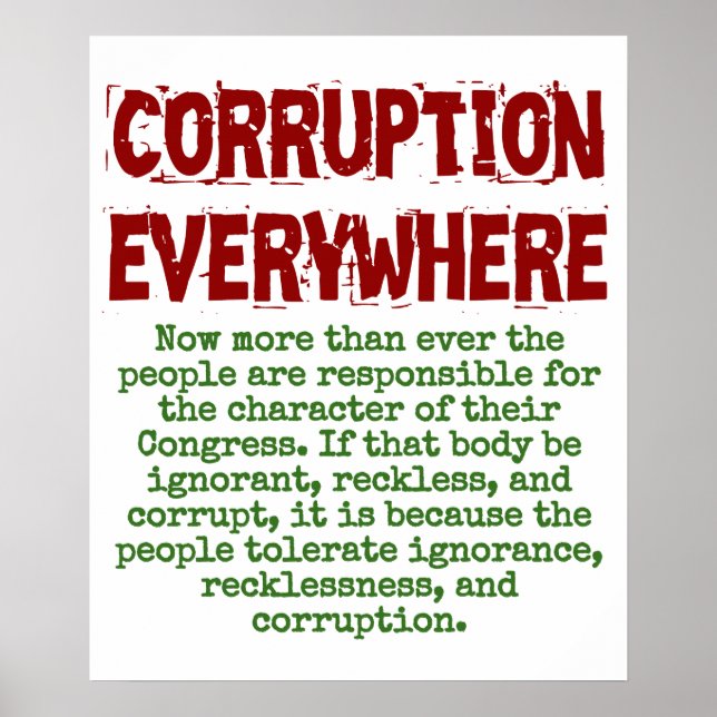 Póster Ahora más que nunca - Cita sobre corrupción (Frente)
