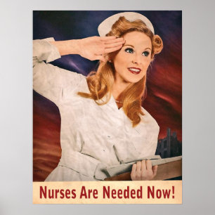 Póster Ahora necesitan a las enfermeras, propaganda de la