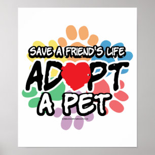 Póster Ahorre a un amigo adoptan a un mascota