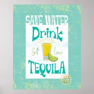 Póster Ahorre Agua Bebida Tequila Boho Noche Southwestern