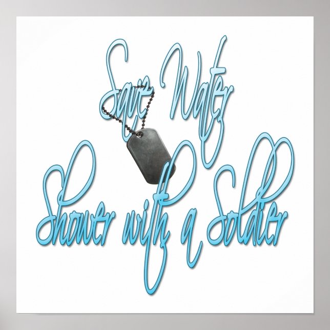 Póster Ahorre Ducha De Agua Con Soldado (Frente)