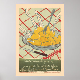 Póster Ahorre el pan comiendo las patatas - franceses