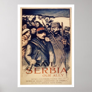 Póster "Ahorre Serbia nuestro aliado", el poster, 1915