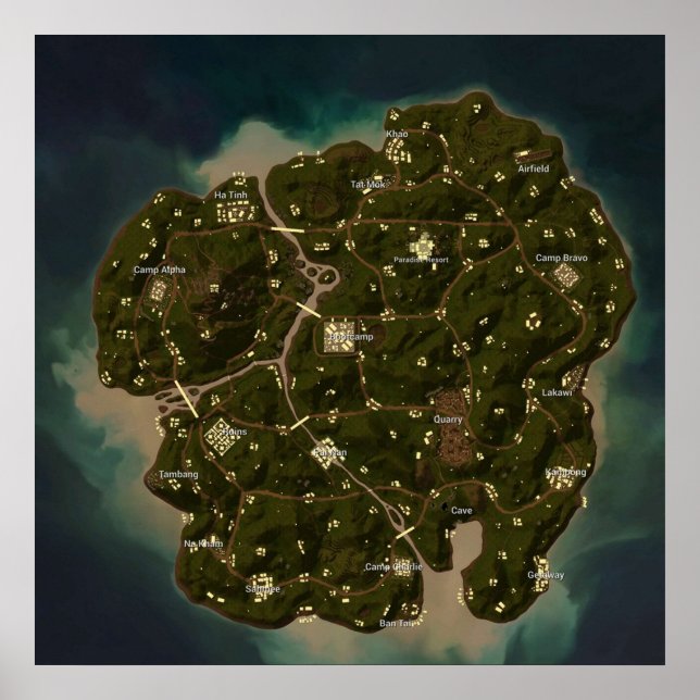 Póster Ahorro de Sanhok antiguo de PUBG 8192x8192 (Frente)