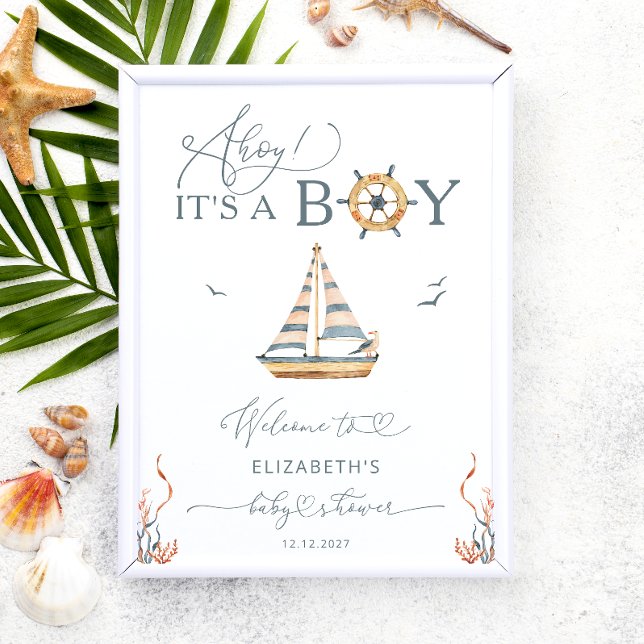 Póster ¡Ahoy es chico! Bienvenidos a Baby Shower Nautical (Subido por el creador)