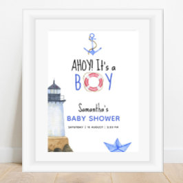 Póster ¡Ahoy es un chico! Baby Shower naumático