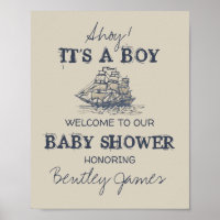 ¡Ahoy! Es un niño vintage naútico de ducha de bebé