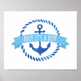 Póster Ahoy es un Rótulo de Baby Shower para chicos
