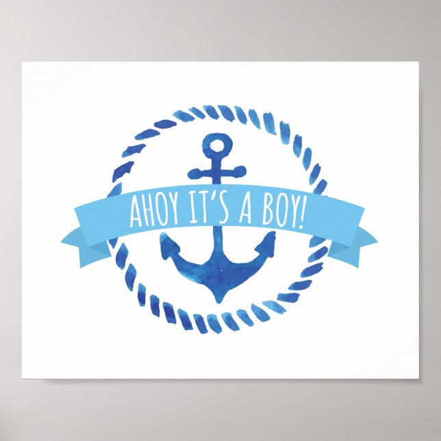 Póster Ahoy es un Rótulo de Baby Shower para chicos (Frente)