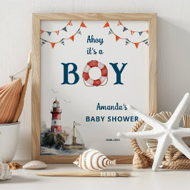Póster Ahoy es una bienvenida de Baby Shower de Boy Nauti