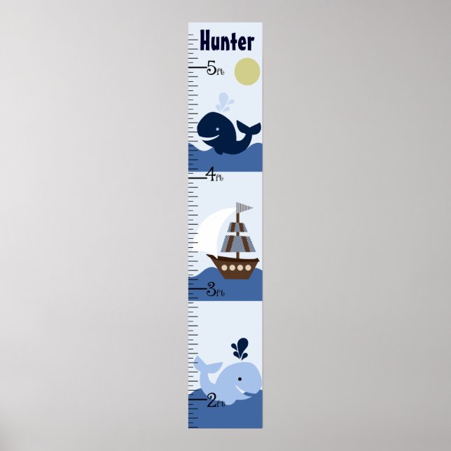 Póster Ahoy Mate/Sailboat/Whale Growth Chart Manténgase a (Frente)