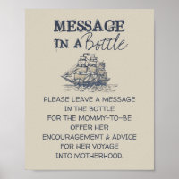 Ahoy! mensaje náutico vintage en un bebé de botell