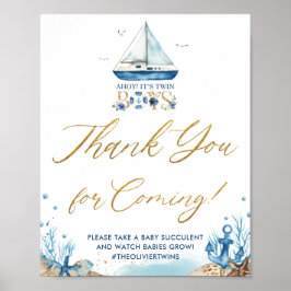 Póster Ahoy son gemelos náuticos gracias por venir