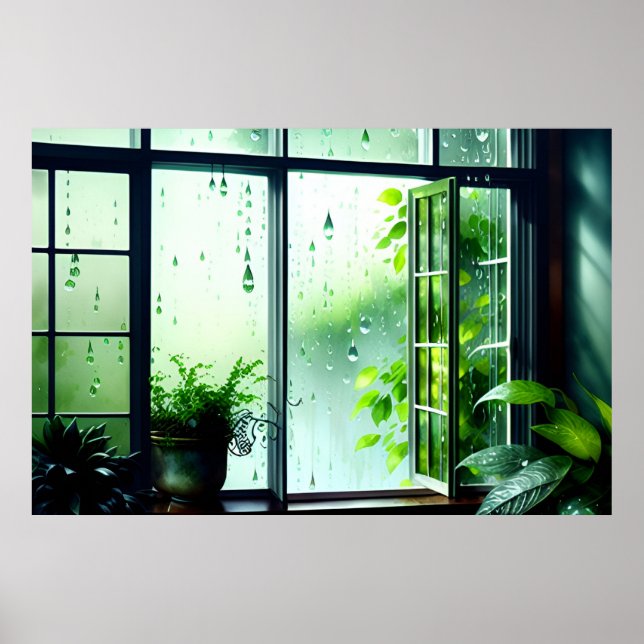 Póster AI Art Rain View From My Windows (Frente)