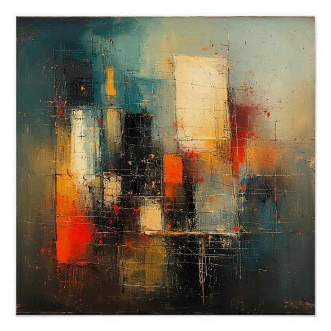 Póster Ai generó una ciudad abstracta y resiliente (Anverso)