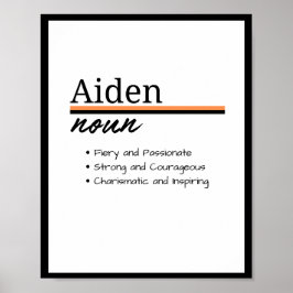 Póster Aiden, definición de nombre personalizado de niño