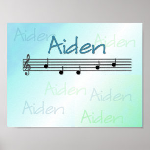 Póster Aiden Musical Name Nursery Room Poster