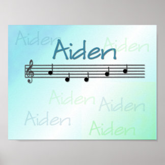 Póster Aiden Musical Name Nursery Room Poster
