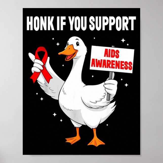 Póster Aids_hiv Awareness Funny Goose World Aids Day Red  (Frente)