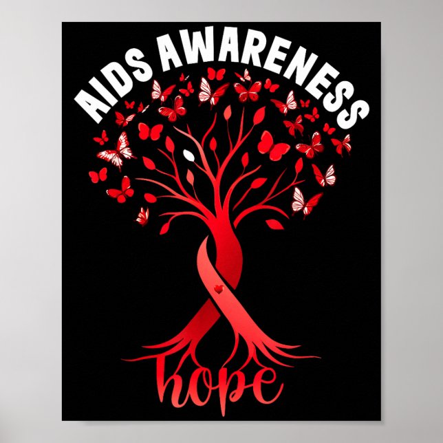 Póster Aids_hiv Awareness World Aids Day Red Ribbon Hope  (Frente)