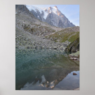 Póster Aiguille du Midi reflexión en Lac Bleu