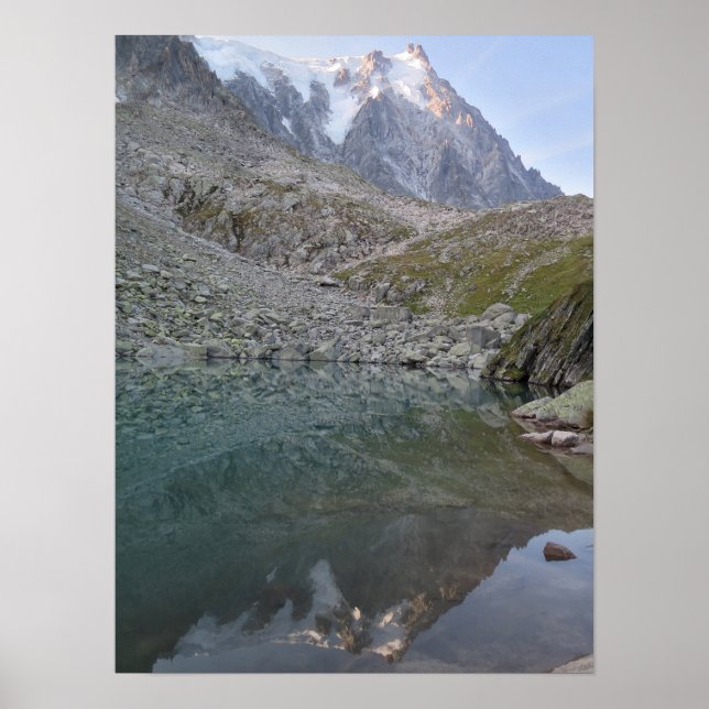 Póster Aiguille du Midi reflexión en Lac Bleu (Frente)