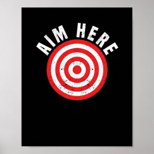 Póster Aim Aquí Darts Player Bullseye Target Dartboard
