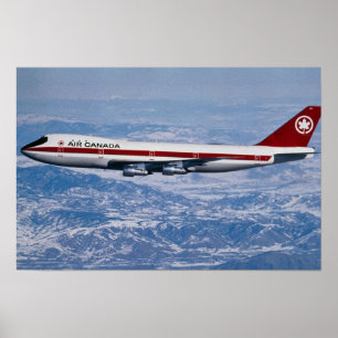 Póster Air Canada 747 sobre montañas rocosas