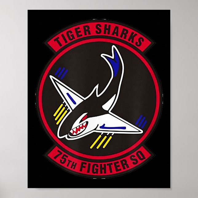 Póster Air Ce 75th Fighter Squadron Insignia Tiger Sharks (Frente)