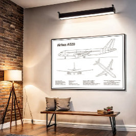 Póster Airbus A320 - Planos de Dibujo de Aviones Planos B