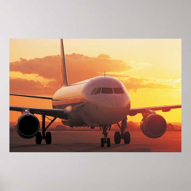 Póster Airbus A320 - Respaldo al atardecer (Frente)