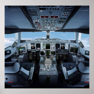 Póster Airbus A380 - Cockpit HD