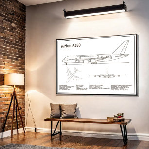 Póster Airbus a380 - Planes de Planes de Plano de Plano d