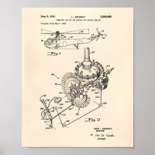Póster Aircraft Engine 1953 Patent Art Old Peper