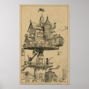 Póster Aire-casa de Albert Robida (1883)