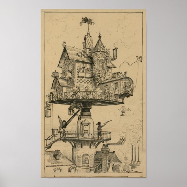 Póster Aire-casa de Albert Robida (1883) (Frente)