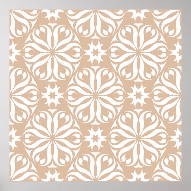 Póster Aire de flores beige y blanco. Patterna sin mar (Frente)