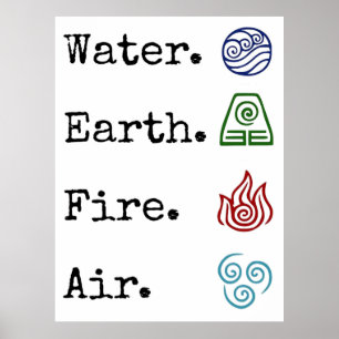 Póster aire de incendio de tierra de agua