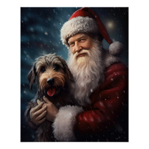 Póster Airedale con Navidades festivos de Santa Claus