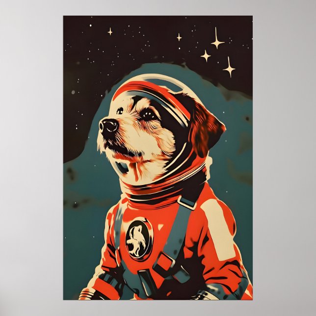 Póster Airedale Terrier Astronaut Poster, Airedale (Frente)