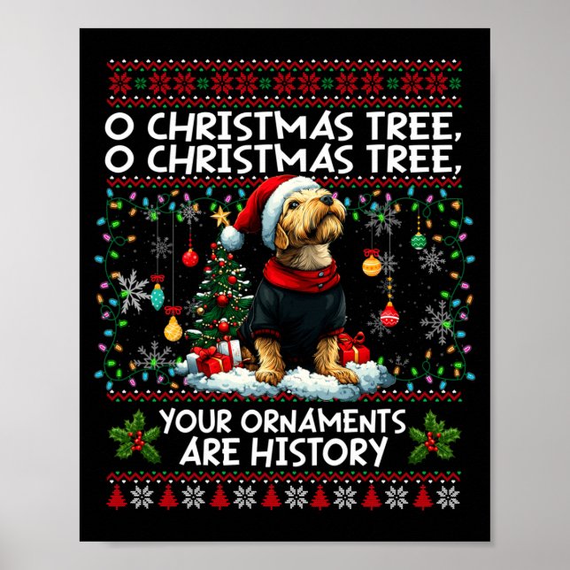 Póster Airedale Terrier Christmas Tree Decorations Dog Lo (Frente)