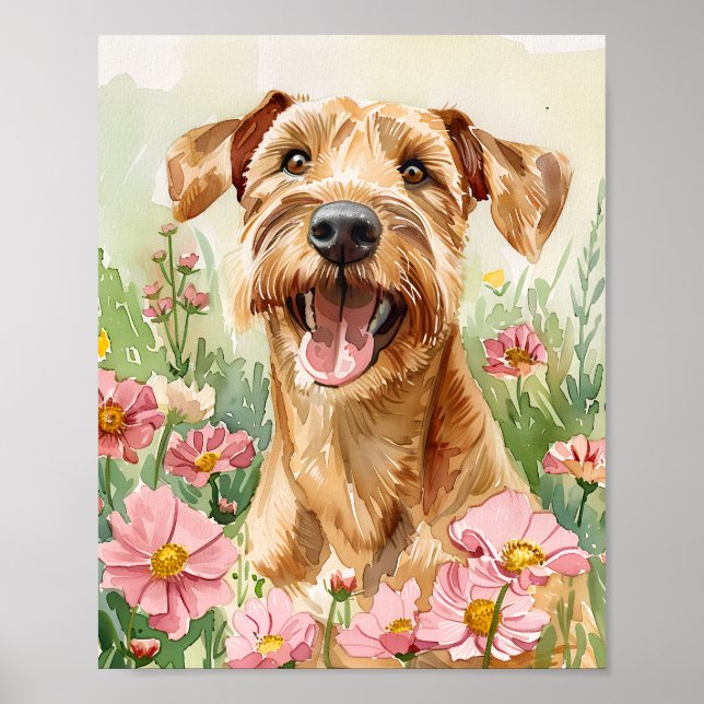 Póster Airedale Terrier Dog Art - Pared acuarela (Frente)